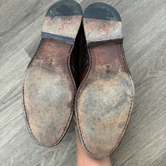 Men's Bragano by Cole Haan Loafers Dress Shoes Brown Woven Leather with Tassle - Picture 7 of 8